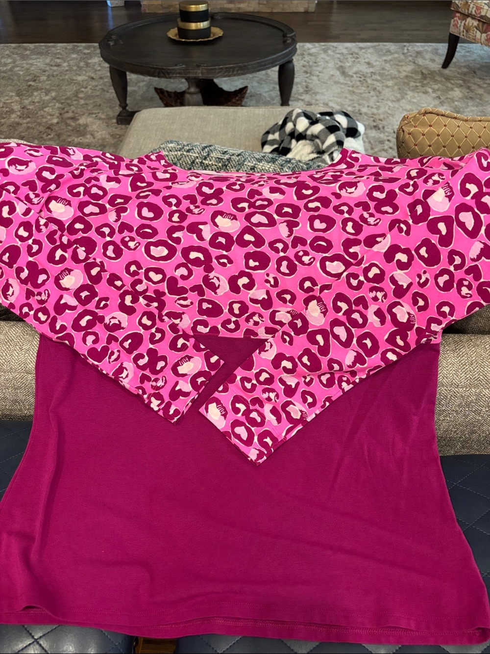 Lilly Pulitzer Bright Pink - Cranberry Leopard Print Women's Top